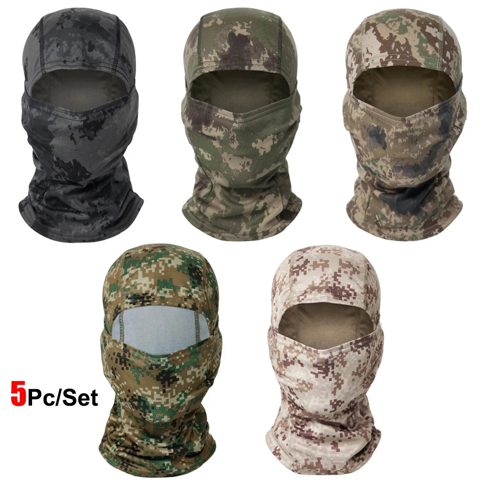 Conjunto de 5 Balaclavas — Estampados de Camuflagem