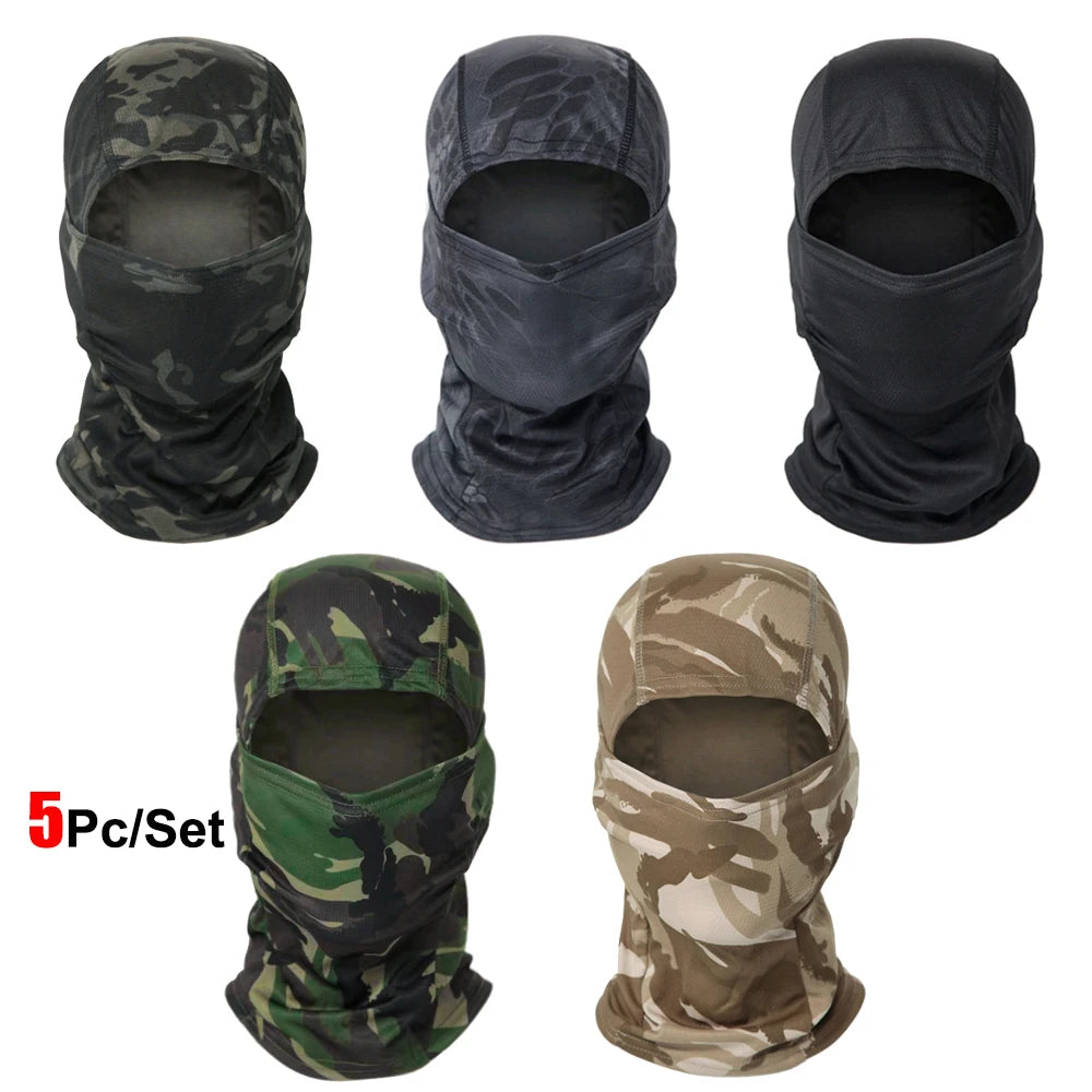 Conjunto de 5 Balaclavas — Estampados de Camuflagem