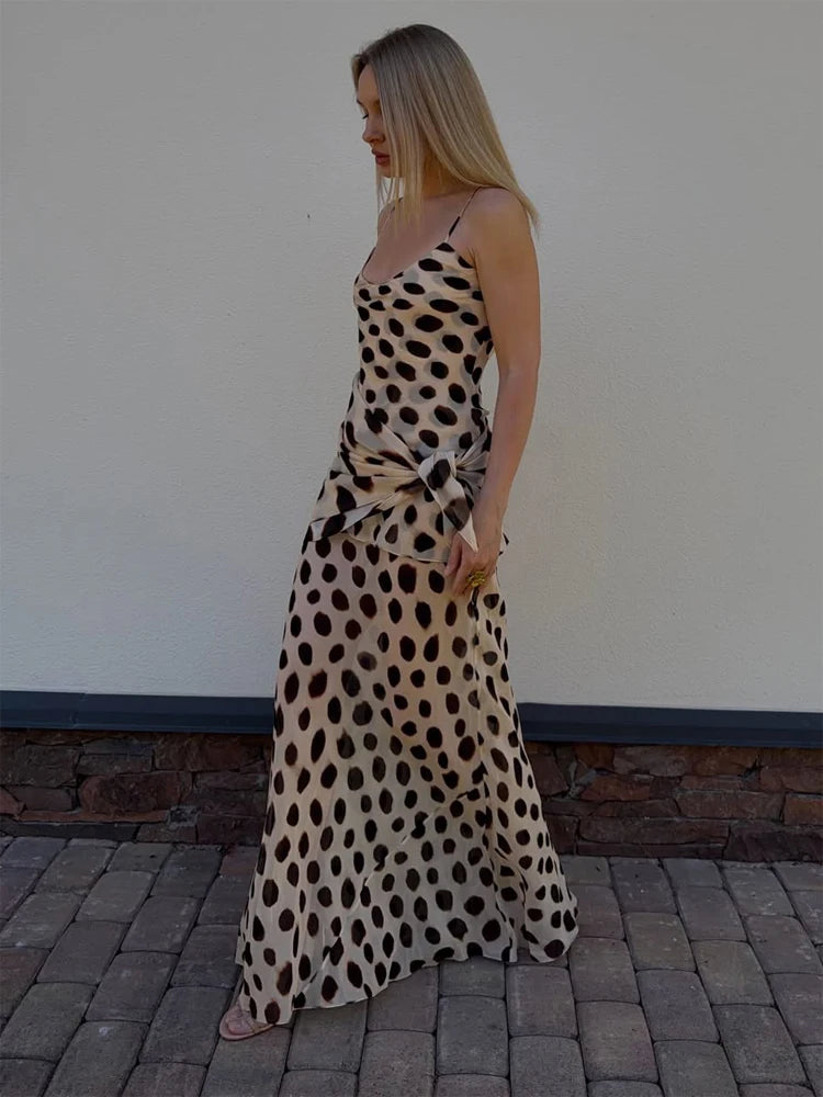 Vestido Longo de Alças com Estampado