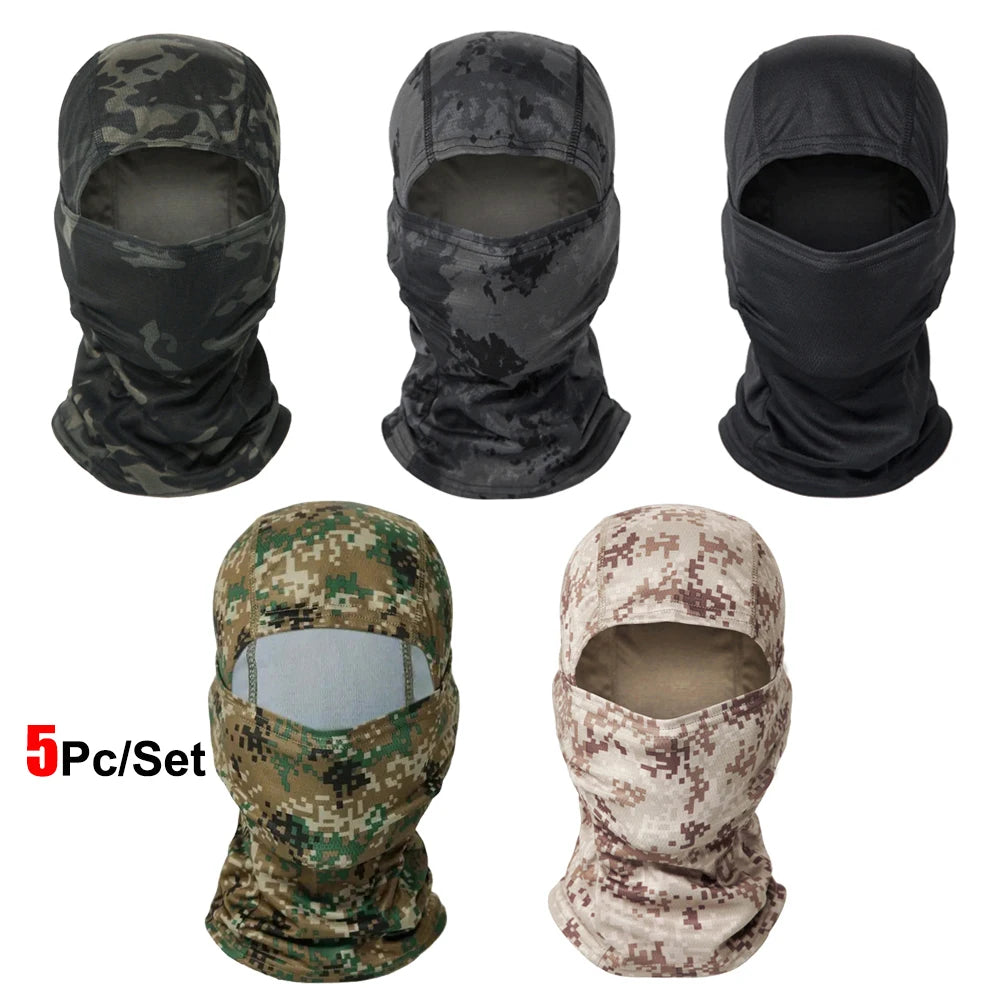Conjunto de 5 Balaclavas — Estampados de Camuflagem