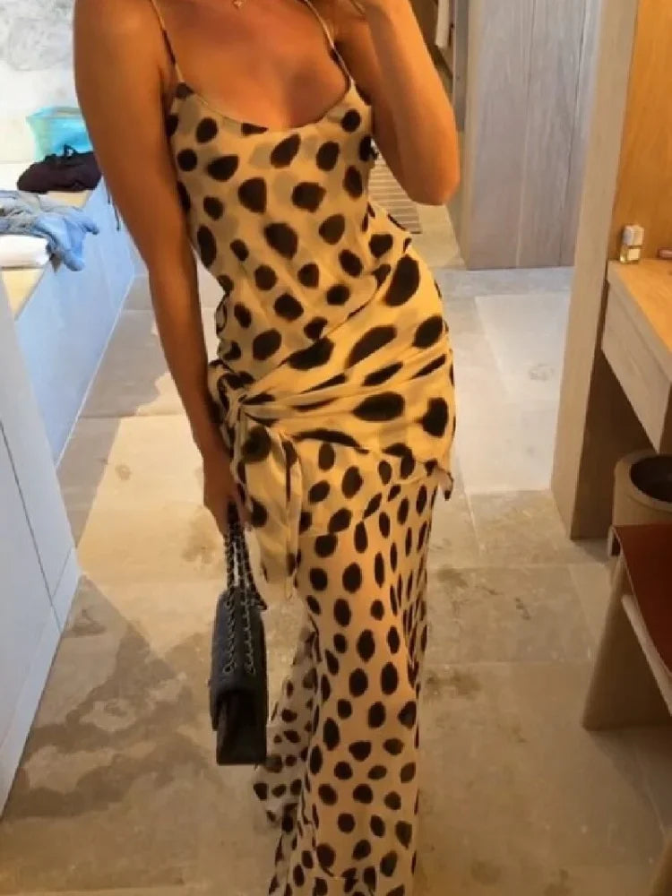 Vestido Longo de Alças com Estampado