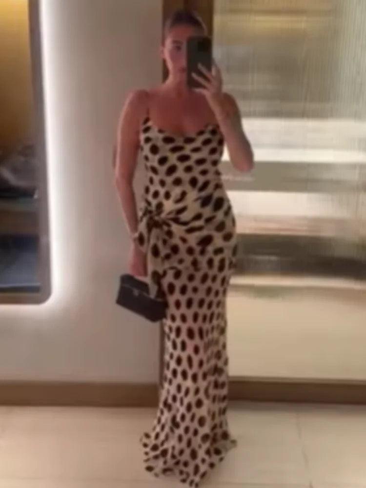 Vestido Longo de Alças com Estampado