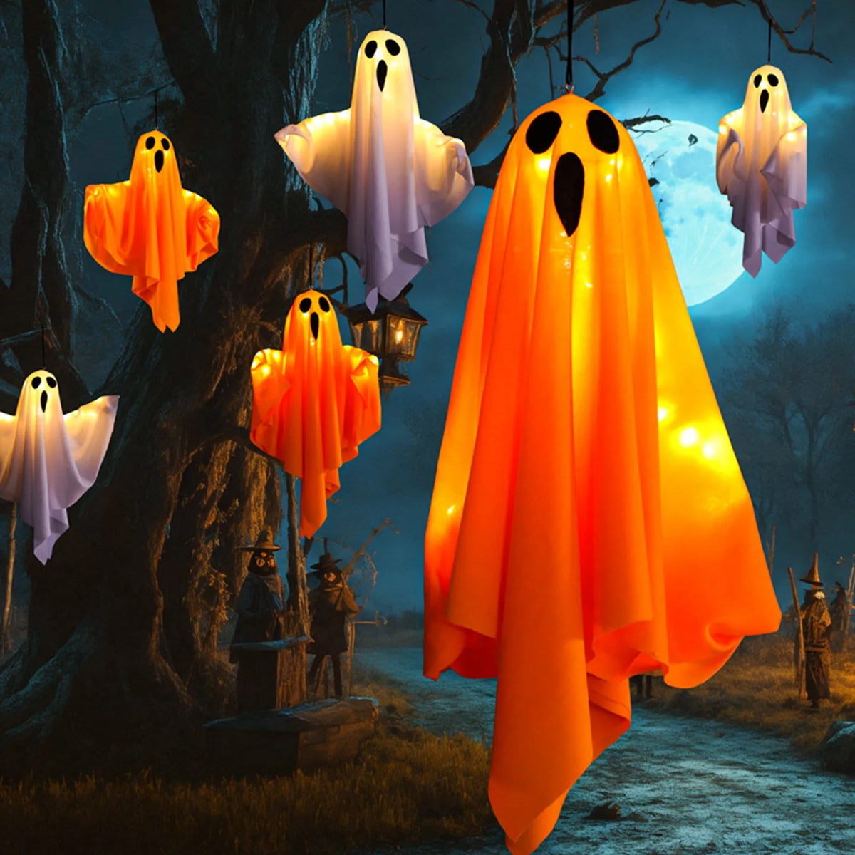 Fantasma Suspenso de Halloween — 50 × 40 cm