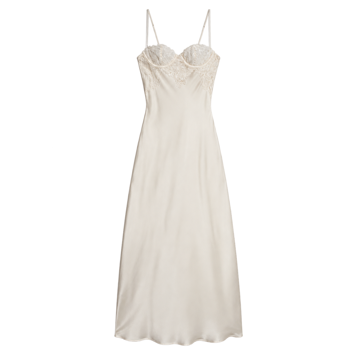 Vestido Acetinado de Alças com Renda — vista principal sem fundo