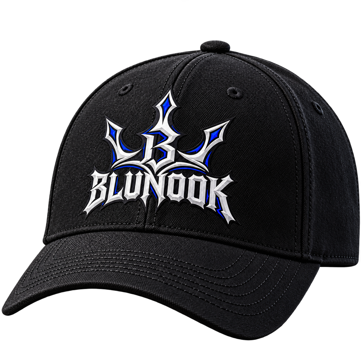 Boné BluNook Crown — Preto, Prateado e Azul