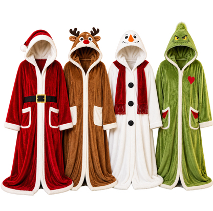 Roupão de Natal com Capuz — Grinch, Pai Natal, Rena e Boneco de Neve
