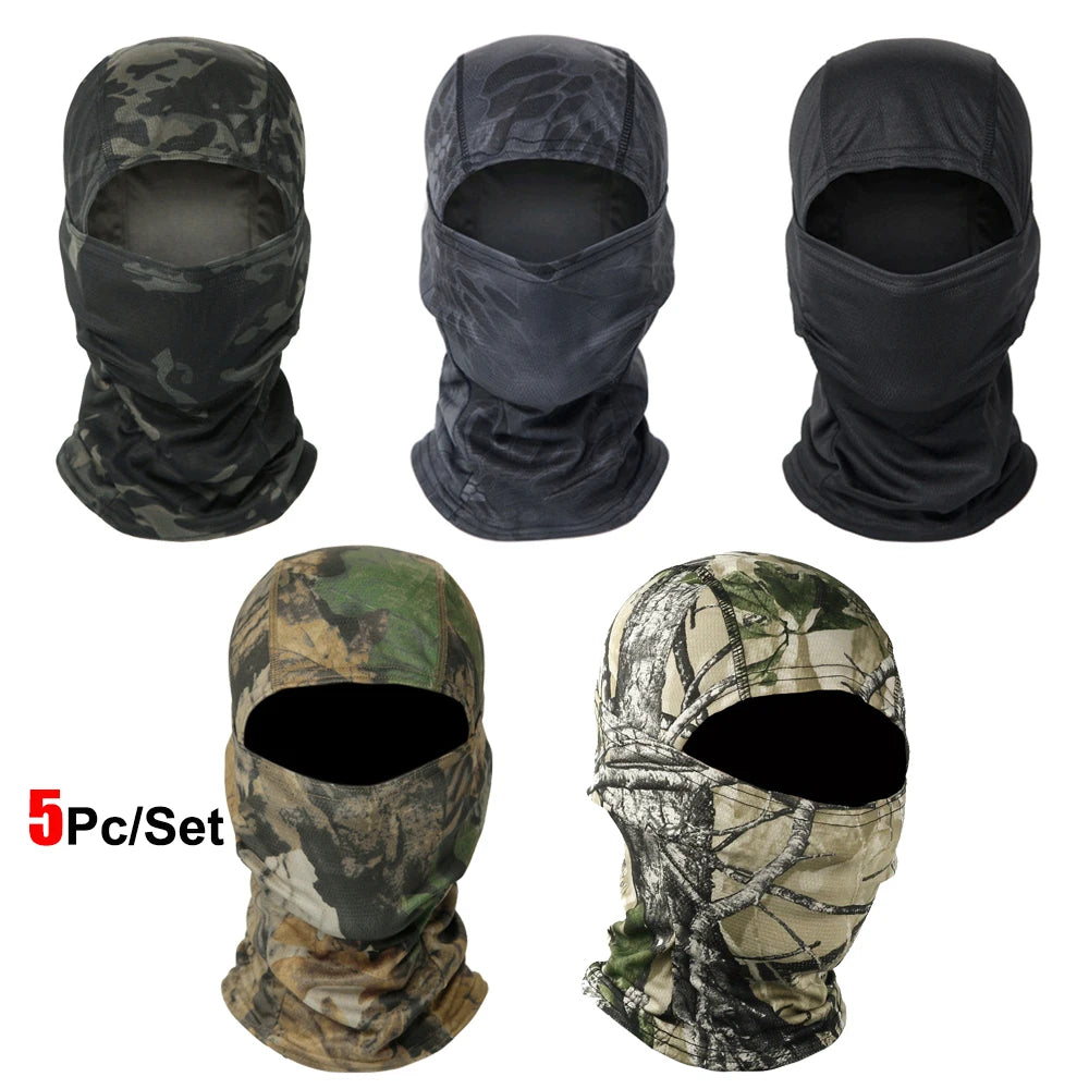 Conjunto de 5 Balaclavas — Estampados de Camuflagem