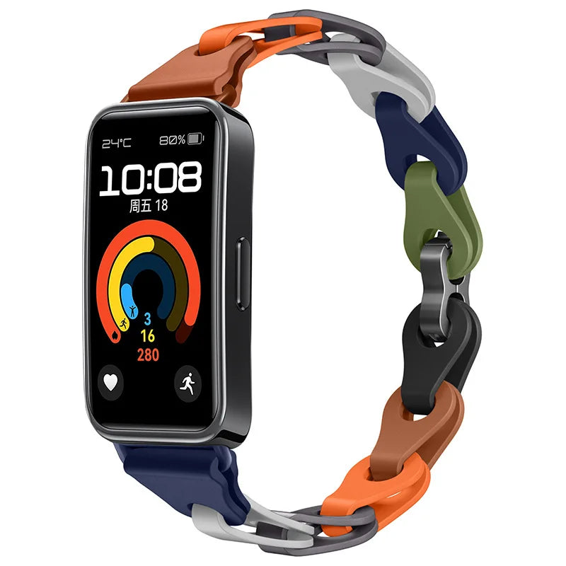 Bracelete de Silicone Compatível com Huawei Band 8 e 9