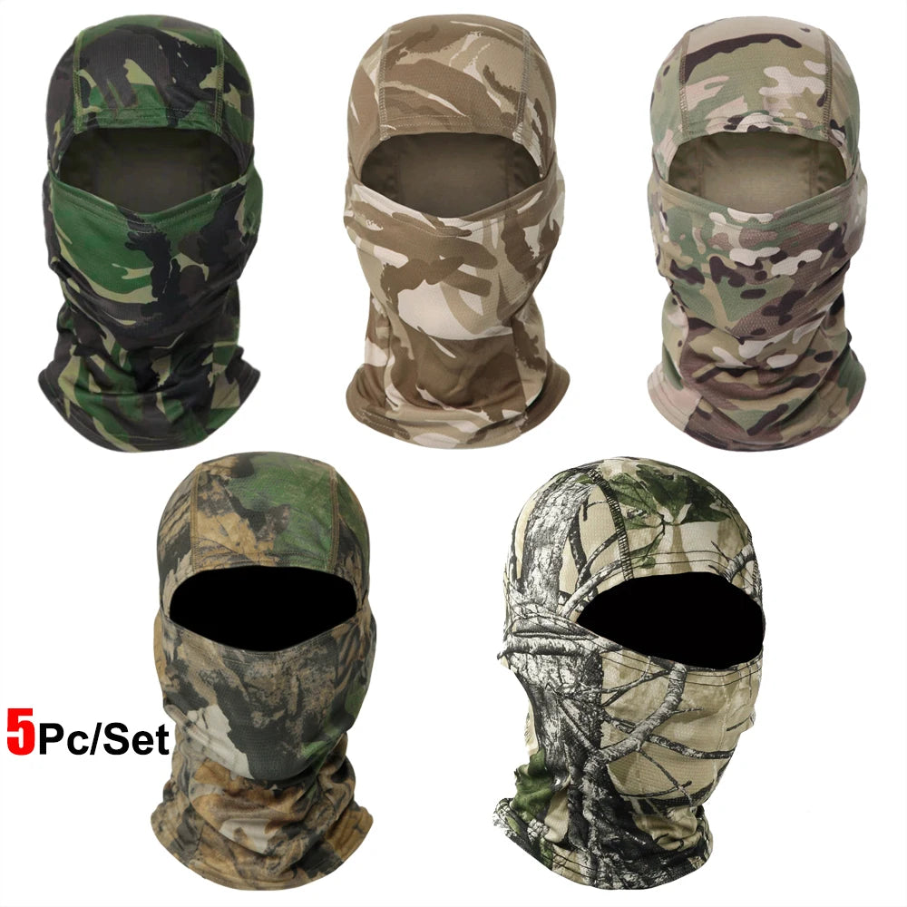 Conjunto de 5 Balaclavas — Estampados de Camuflagem
