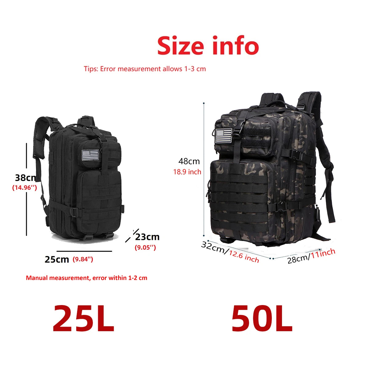 Mochila Tática com Sistema MOLLE — 50 L
