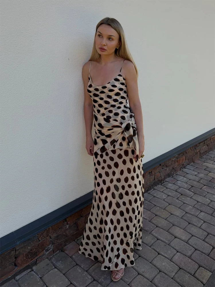 Vestido Longo de Alças com Estampado