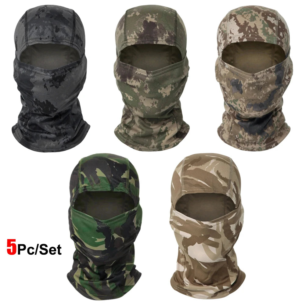 Conjunto de 5 Balaclavas — Estampados de Camuflagem