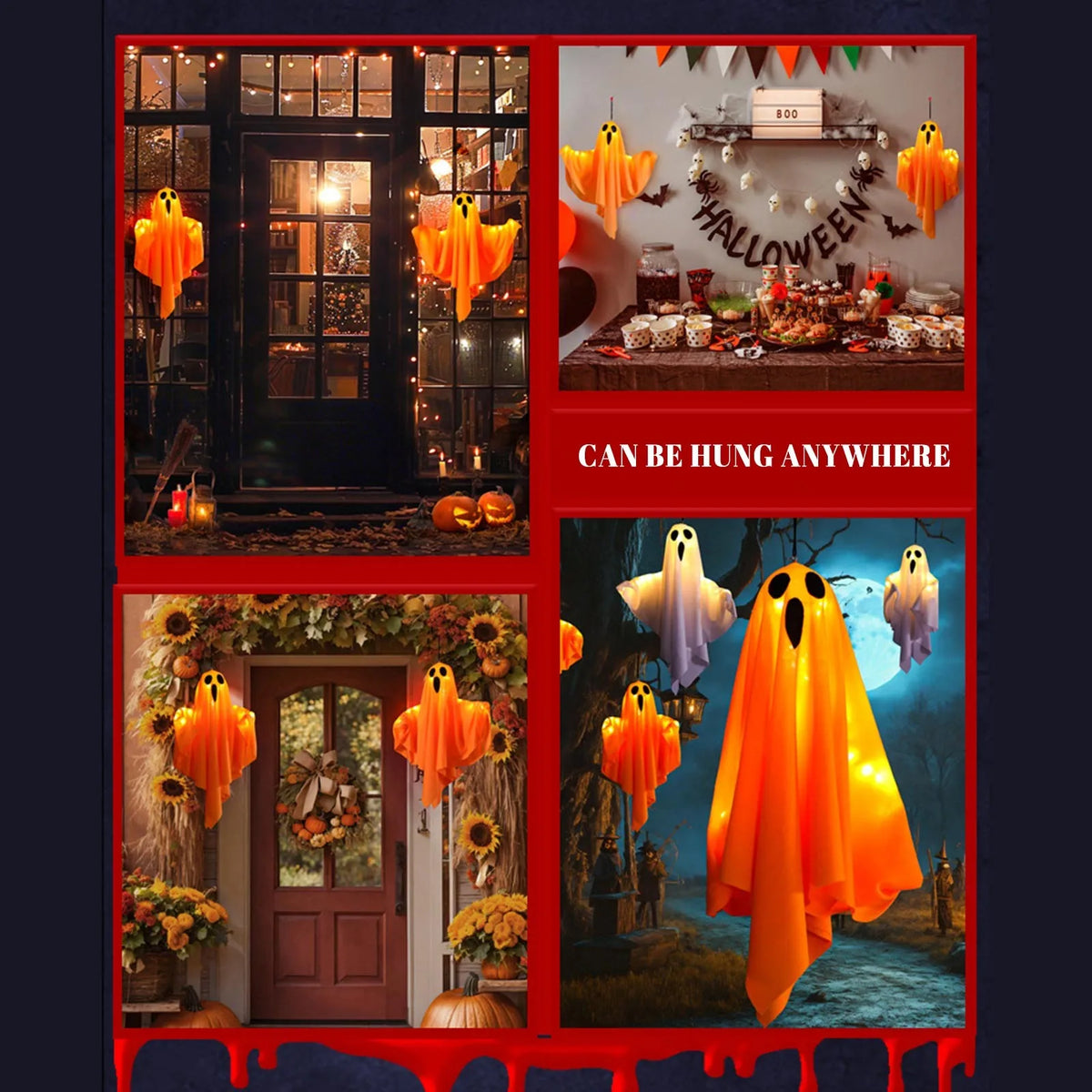 Fantasma Suspenso de Halloween — 50 × 40 cm