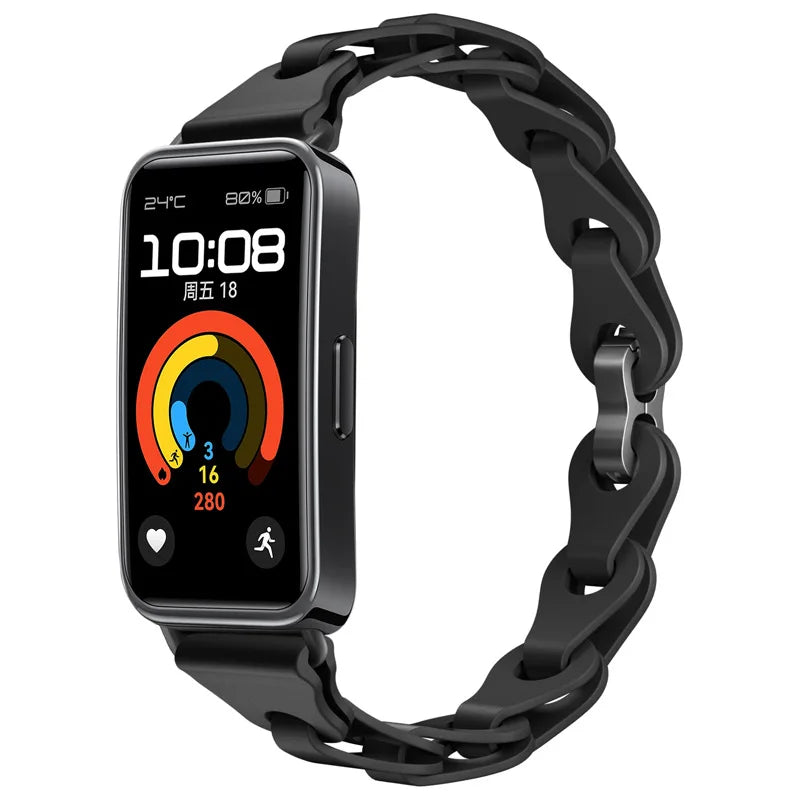 Bracelete de Silicone Compatível com Huawei Band 8 e 9