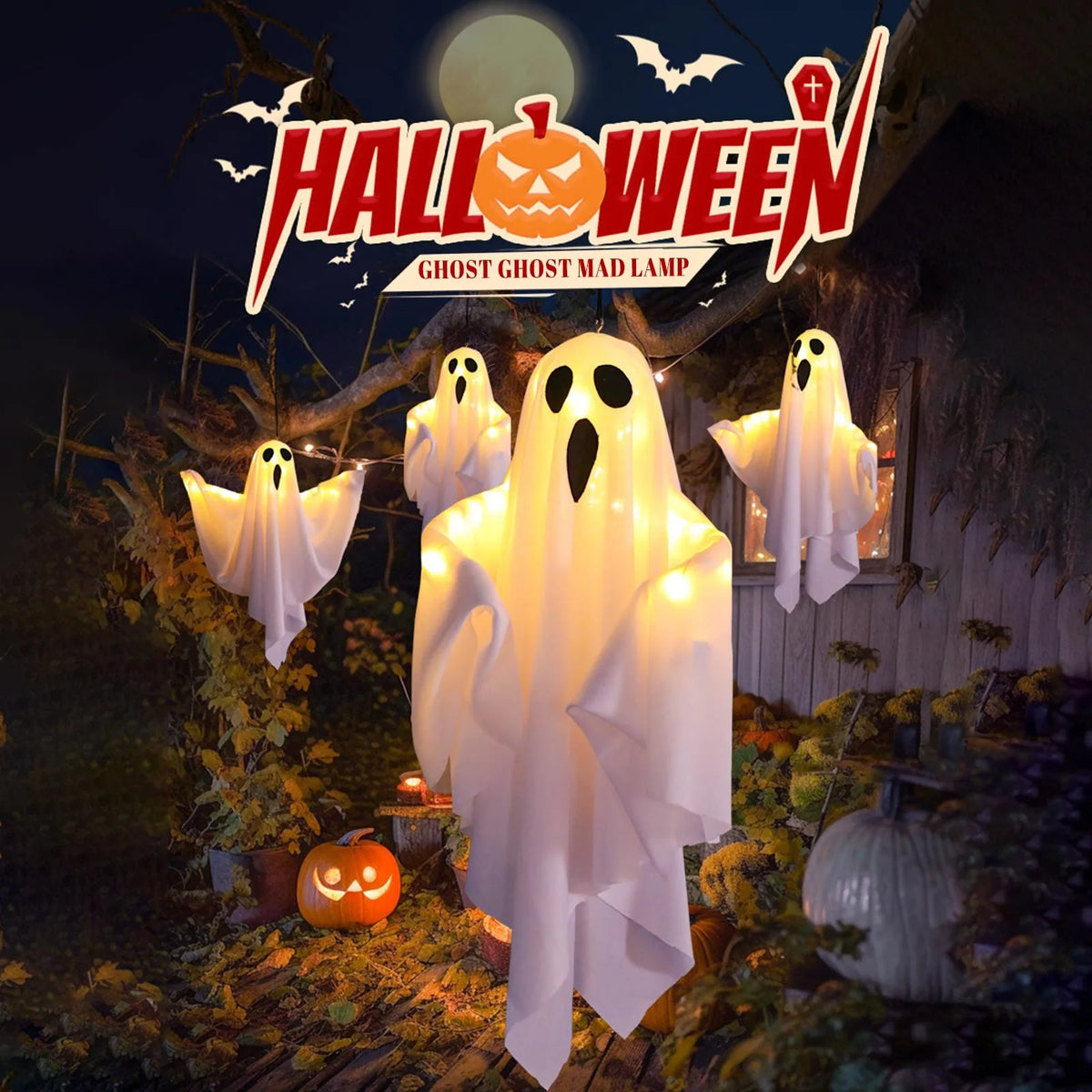 Fantasma Suspenso de Halloween — 50 × 40 cm