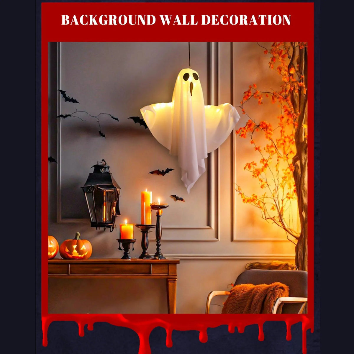Fantasma Suspenso de Halloween — 50 × 40 cm