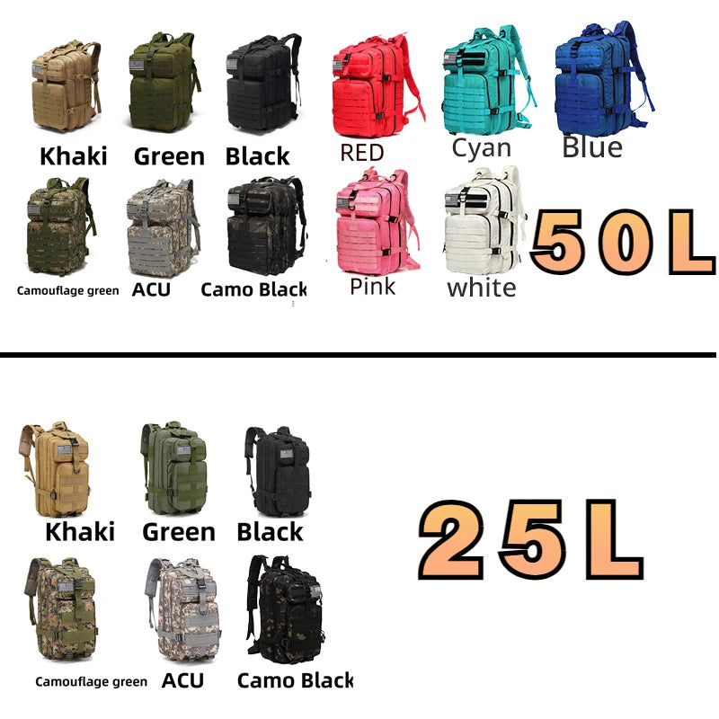 Mochila Tática com Sistema MOLLE — 50 L