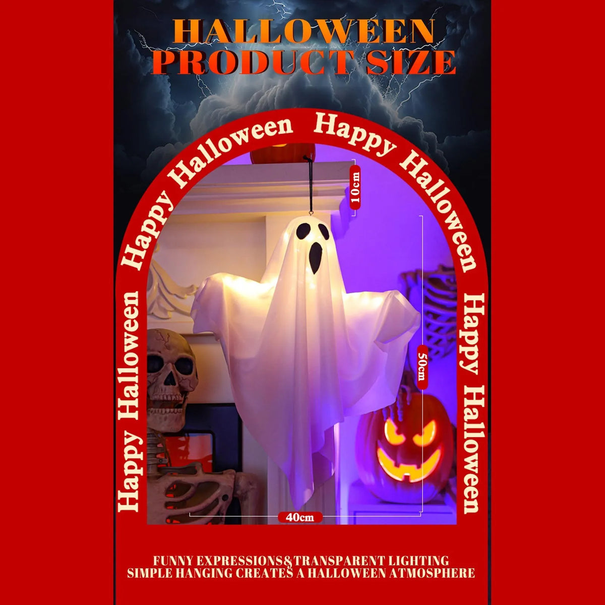 Fantasma Suspenso de Halloween — 50 × 40 cm