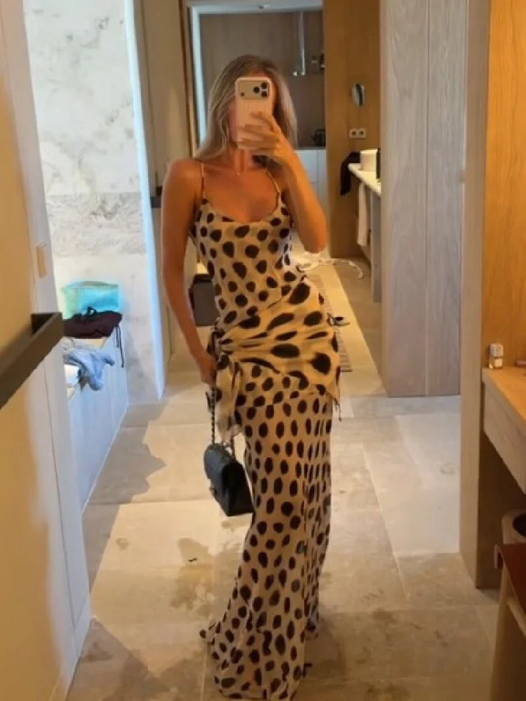 Vestido Longo de Alças com Estampado