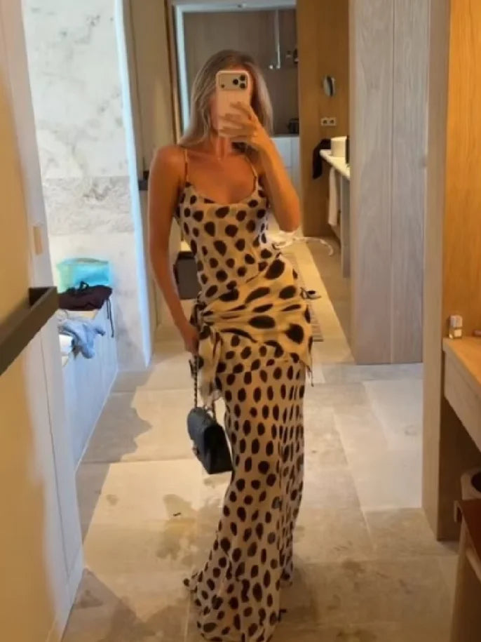 Vestido Longo de Alças com Estampado