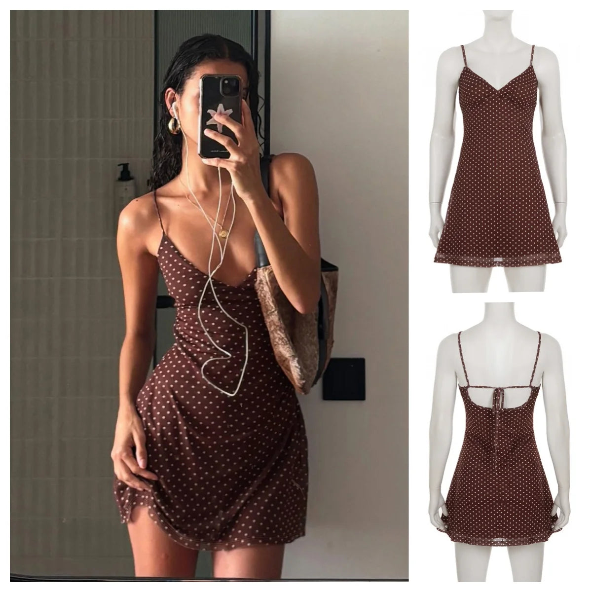 Vestido Curto de Alças com Bolinhas — Estilo Retro