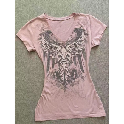 Dark Wings — T-shirt com Decote em V