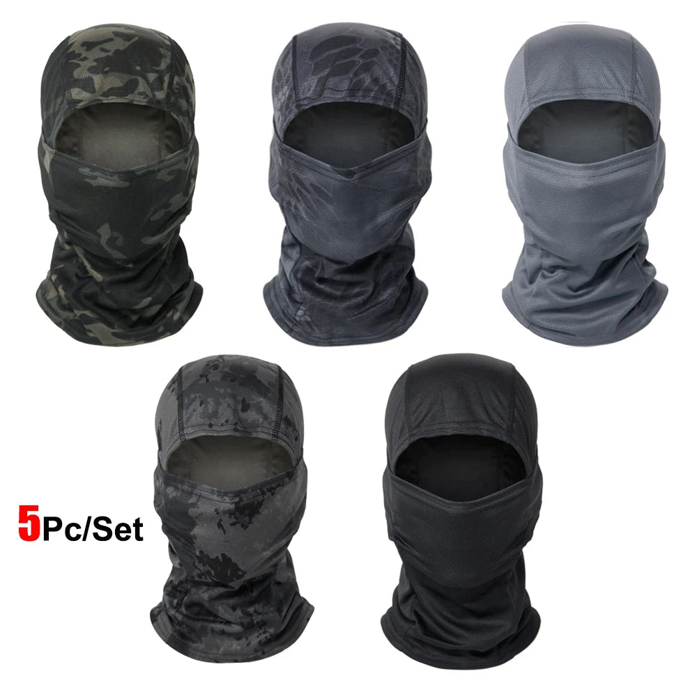 Conjunto de 5 Balaclavas — Estampados de Camuflagem