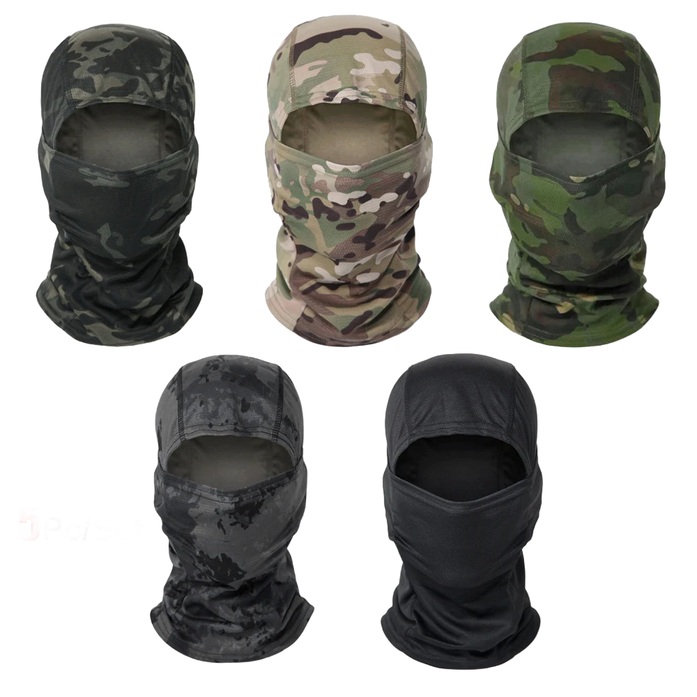 Conjunto de 5 Balaclavas — Estampados de Camuflagem