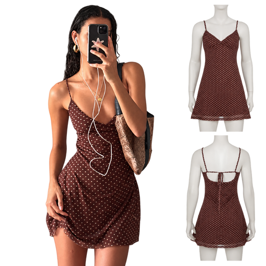 Vestido Curto de Alças com Bolinhas — Estilo Retro — vista principal sem fundo