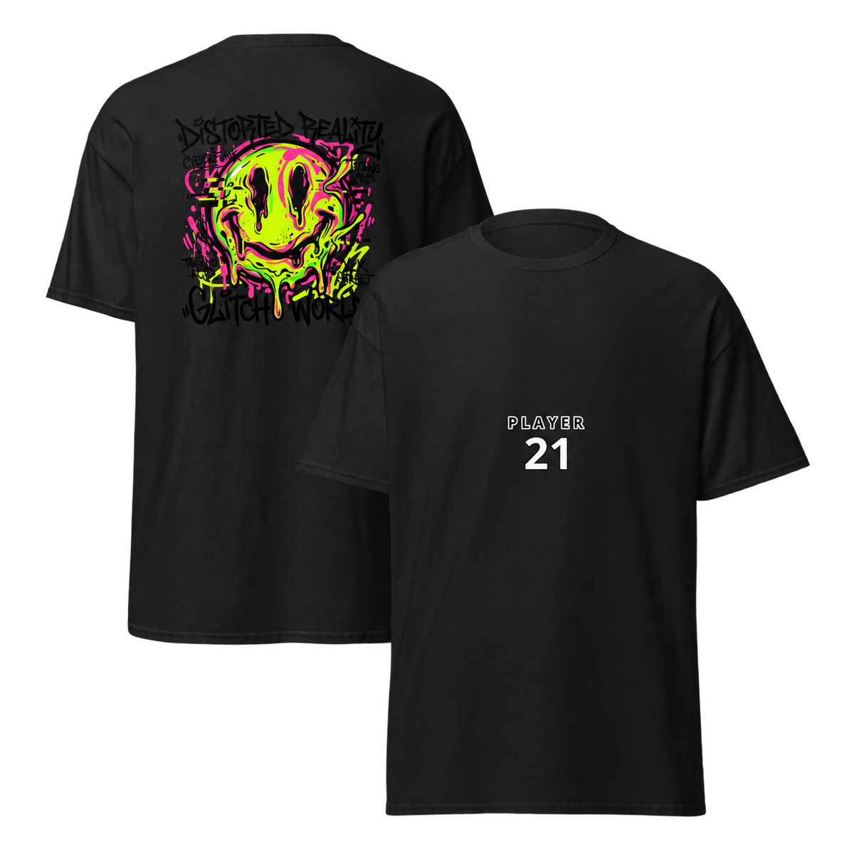 Frente e costas — Glitch World — T-shirt Unissexo BluNook