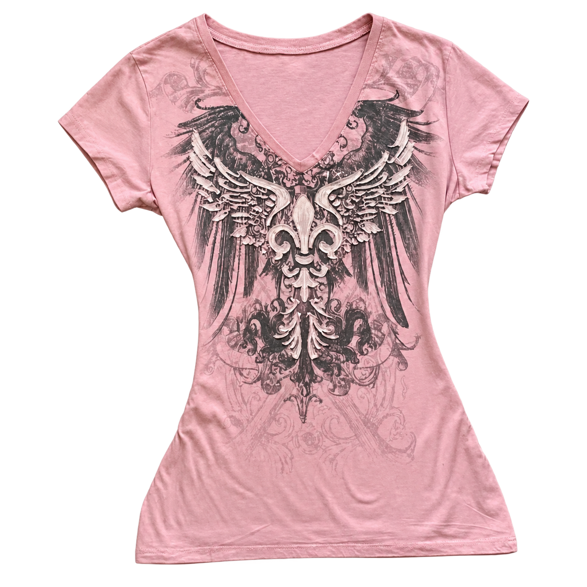 Dark Wings — T-shirt com Decote em V — fotografia principal sem fundo