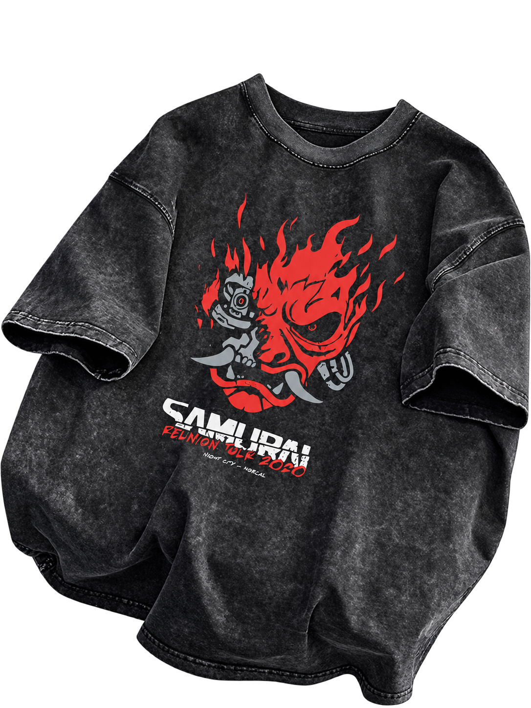 Samurai — T-shirt Gráfica em Algodão com Efeito Lavado — fotografia principal sem fundo