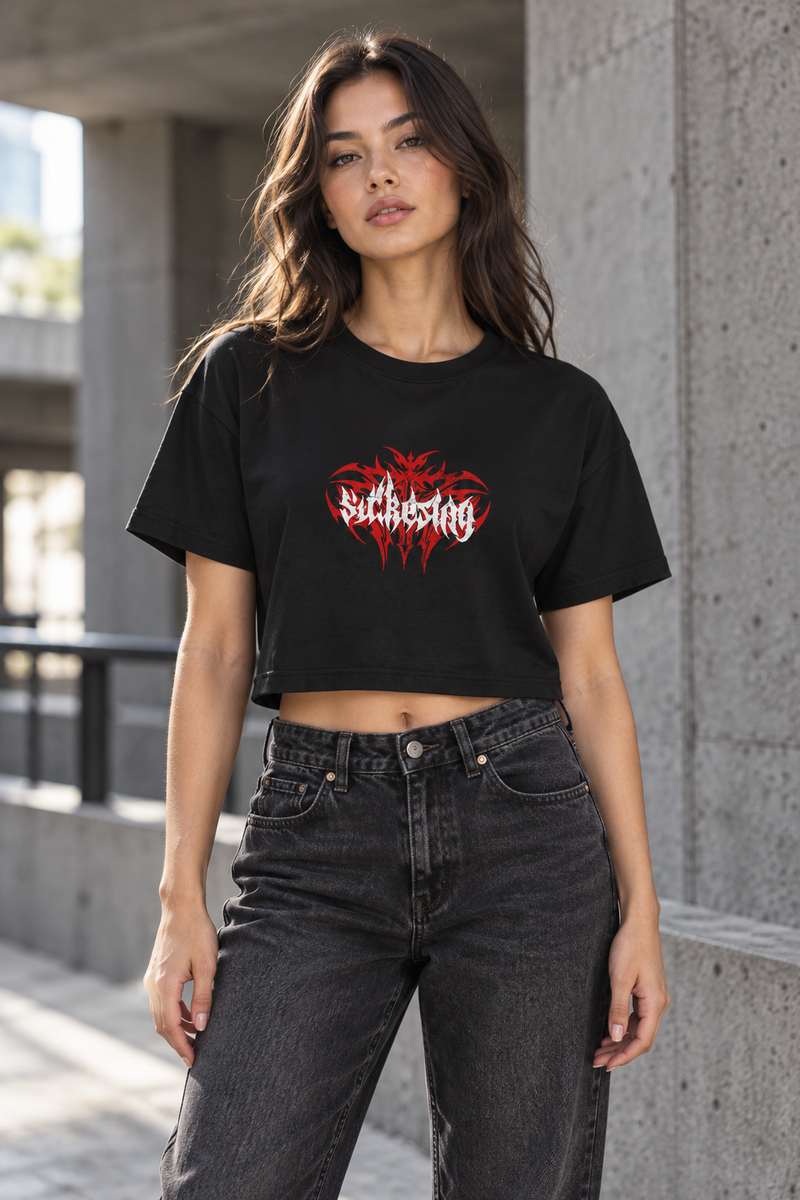 BluNook Red Tribal — T-shirt Cropped black